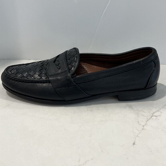 Allen Edmonds Ivanhoe Mens Shoes Woven Leather Penny Loafers Black Sz 11.5 D - Picture 4 of 11